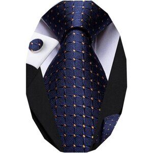 Mens Paisley Striped Tie WOVEN Necktie for Men and Handkerchief Cufflinks Set